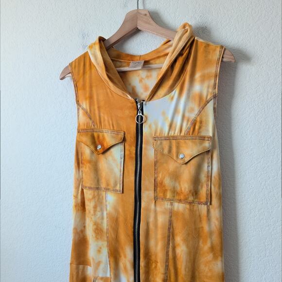 Autumn Teneyl Tie Dye Hooded Jumpsuit M/L Rave Boho Sustainable Organic $300 - Picture 14 of 16